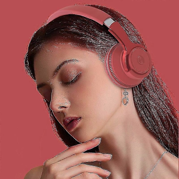 H2 Langattomat Bluetooth-kuulokkeet, valaisevat täysikokoiset kuulokkeet, stereo subwoofer-kuulokkeet mikrofonilla Matte red