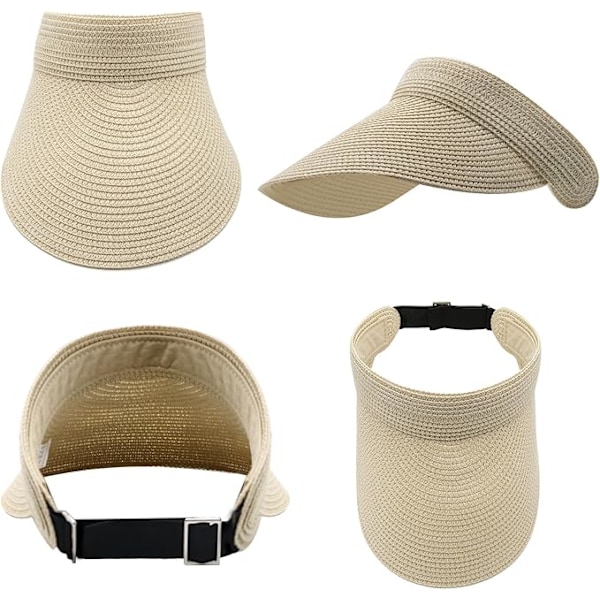 Sommarvisirhatt - Bred Brätte - för Kvinnor UPF 50+ UV400 Skydd Strandvisirkeps Solhatt för Beige