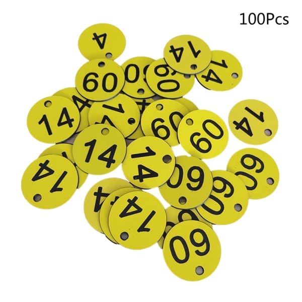 100 stk. Plast ID-nummermærker 1-100 Indgraveret nummer-id-mærke Farvet dør til nøglering Tag skabsetiket til tøj Live