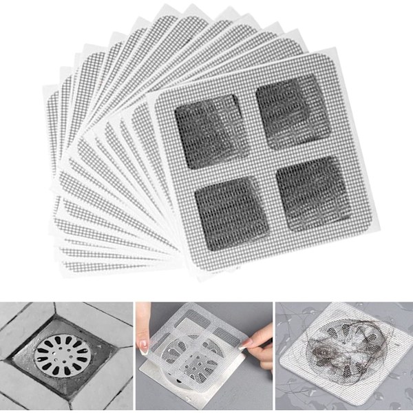 100PCS floor Drain Sticker,  Waterproof Adhesive Shower Hair Catchers Mesh Sticker for Kitchen & Bathroom & Bathtub & Laundr