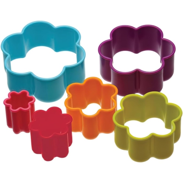 Set of Six Plastic Flower Shaped Cookie Cutters