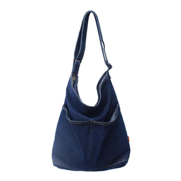 Naisten denim-kangaskassi, säädettävä olkahihna ja sivutasku Dark Blue