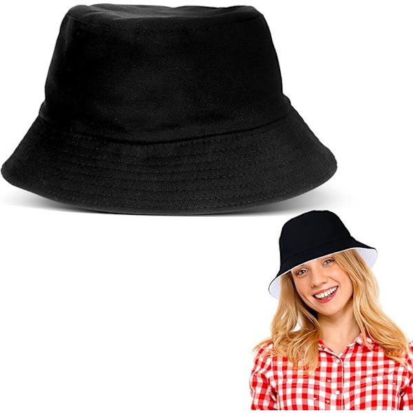Dobbeltsidet Sommer Bucket Hat til Strand UV-Beskyttelse Bred Skygge Kølende Stof Foring til Udendørs Ferie Rejser Fiskeri