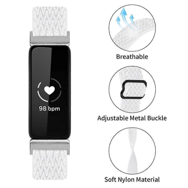 Til Fitbit Inspire 3 Wave Shape Vævet Nylon Smartwatch Rem Erstatningsarmbånd Multicolor Style C