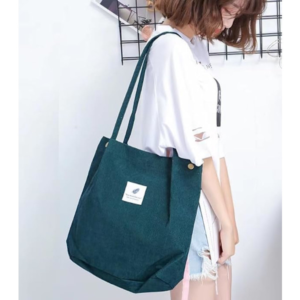 Canvas Håndvesker for Kvinner, Casual Canvas Crossbody Veske med Glidelås, Dobbel Skulderstropp, Canvas Vesker for Shopping, Arbeid og Reise Djb02-verde