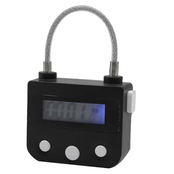 Metaltimerlås USB LCD-skærm Elektronisk genopladelig timer Multifunktionshængelås Sort