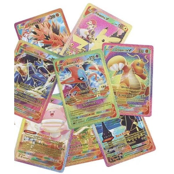 55 extremt sällsynta Monster-kortpaket Vmax, GX, EX, V intressant kombination, glänsande kort, perfekt present till barn Bländande färger Engelska Dazzling Colours English