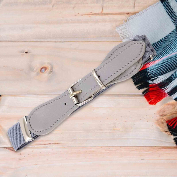 Elastiskt justerbart midjebälte för barn, avslappnat stretchbälte, sött klänningsbälte PU-läderbälte för pojkar jeans byxor kjolar Grey 2.5cmx65cm