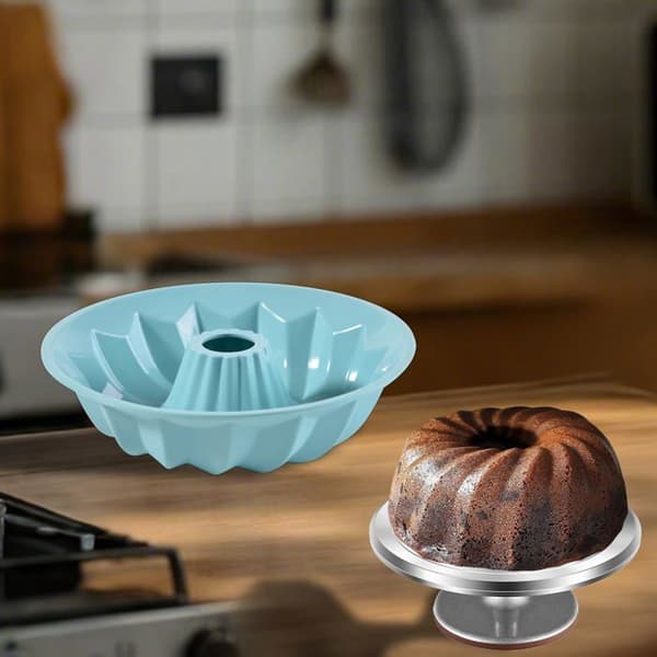 Set med 2 mini-sockerkaksformar, 6-håls räfflad form, non-stick, silikon, för bakning. (blå)