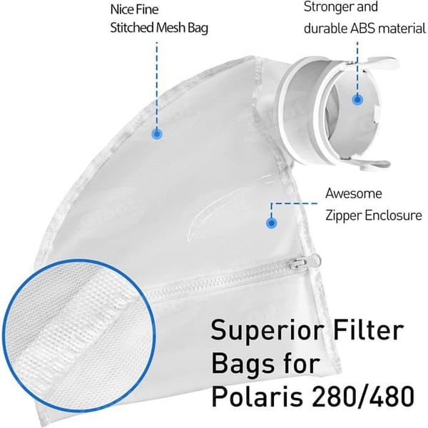 Poolrenserposer, lynlåspose til poolrobot, erstatningspose, kan tilpasses Polaris 280 & 480