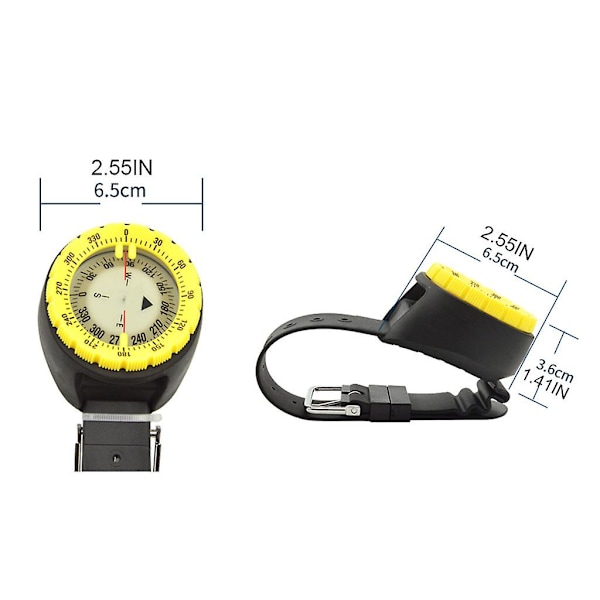 Undervanns 50m Dykking Kompass Navigator Digital Scuba Selvlysende Balansert Klokke Gray