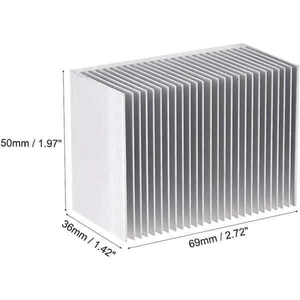 Elektronikkøler køleplade til LED og strøm sølv 50 x 69 x 36 mm