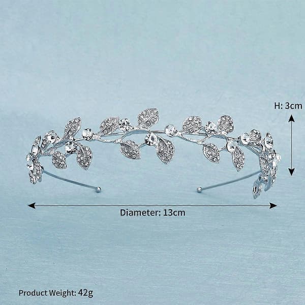 Brudehodebånd Bryllupshodebånd Krystall Sølv Blader Hårtilbehør Rhinestone Hodeplagg for Brud og Brudepiker silver