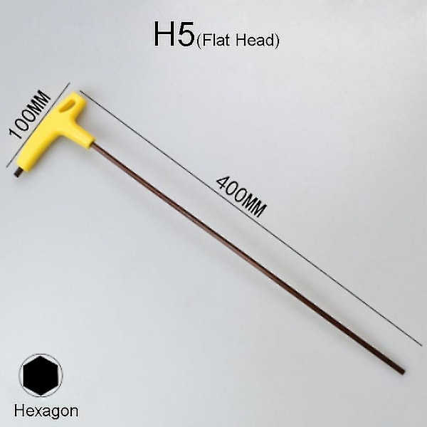 Erittäin pitkävartinen T-kahvainen kuusiokoloavain 400 mm litteä-/pallopää kuusiokoloruuvimeisseli kaksipäinen Allen-avain H5-400mm Flat Head