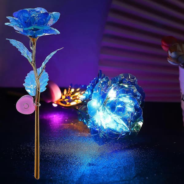Fargerik Lysende Rose Kunstig LED Lys Blomst Unike Gaver Til Jenter Blue