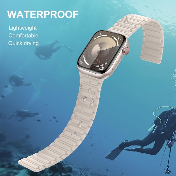 Magnetiske klokkereimer Kompatibel med Apple Watch Rem Myk Silikon Erstatningsreim Designet for iWatch Starlight 42/44/45/49mm