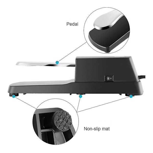 Sustainpedal for Roland Korg elektroniske keyboard, støttepedal for piano Silver