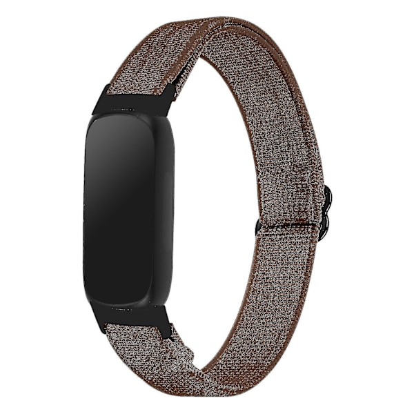 For Fitbit Inspire 3 Elastisk Nylon Flettet Klokkereim Solo Loop Erstatningsreim Med Svart Kobling - Mørkegrønn Coffee