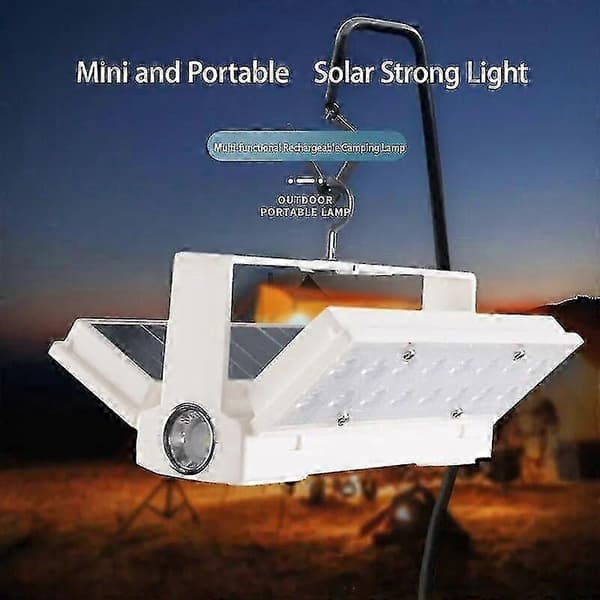 Sammenleggbar Bærbar Solcelle LED Campinglampe Lykt Utendørs Flash... 6609 white