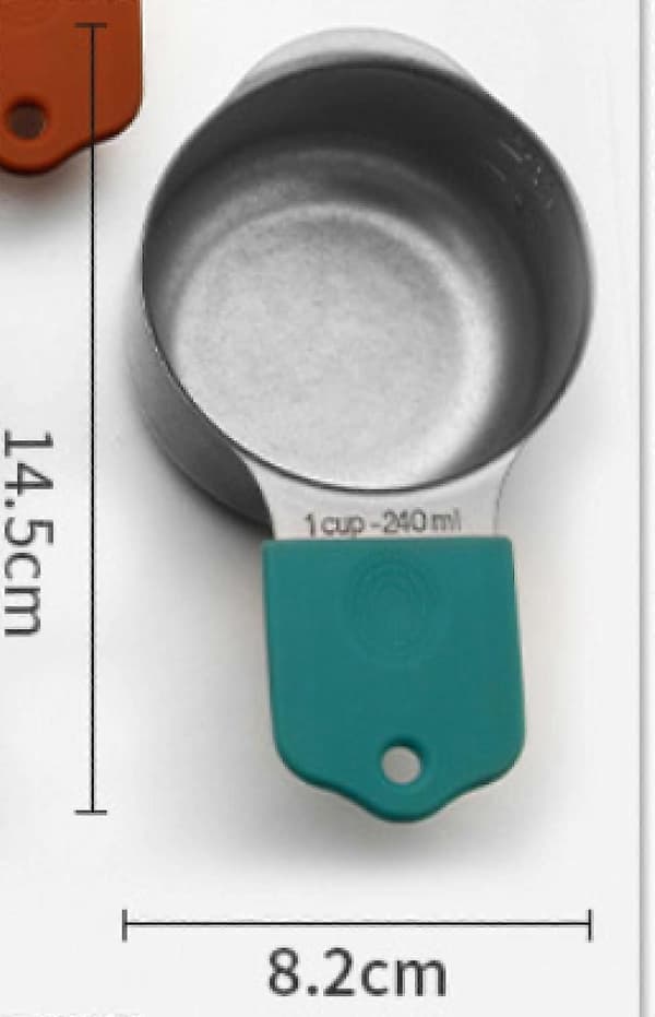 Fuld magnetisk målebæger 18/8 rustfrit stål sæt med 7 dele silikone bløde håndtag (grøn)