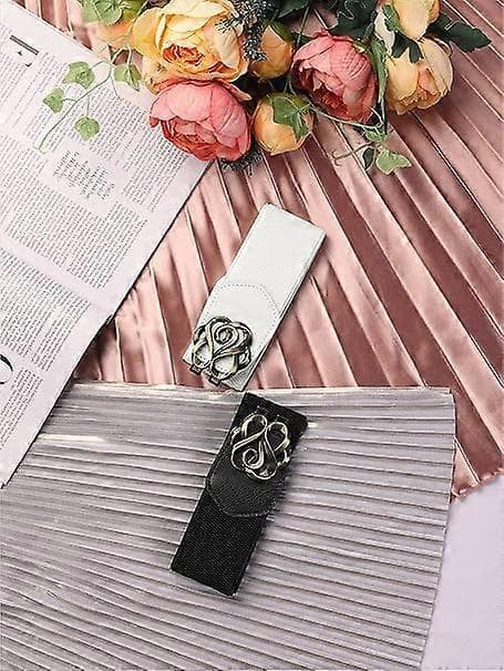 Elastiske belter for kvinner med metallspenne og stretch White black