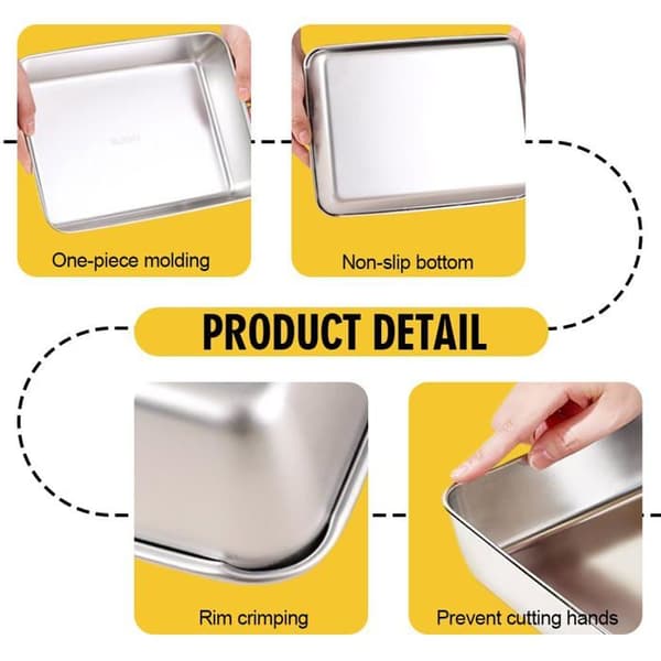 3 ugnsformar i rostfritt stål 25,8x20x5CM - Rektangulära - Ugn