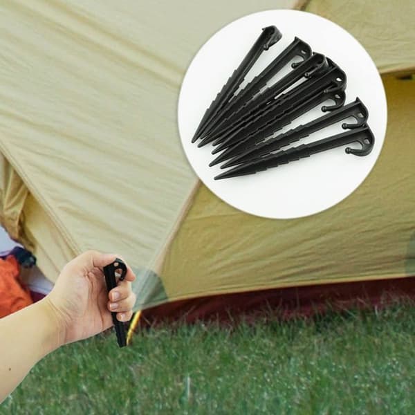 Förpackning med 30 plasttältpinnar 14,5 cm - Robusta svarta - Camping/Trädgård/Utomhus/Tält