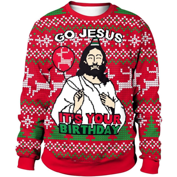 Julesweater Dame Grim Julesweater Familie Jule Top Pullover Rund Hals Vinter Julemand Rensdyr Snefnug Rojo - Jesús M
