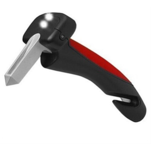 Portable handle with built-in flash light and emergency tool