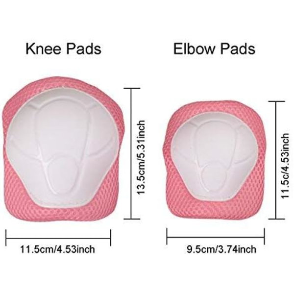 Barn Skate Pads 6 st Justerbara Barn Knäskydd Armbågsskydd Handledsskydd Skyddsutrustning Set för Cykling Rullskridskoåkning Scooter Pink
