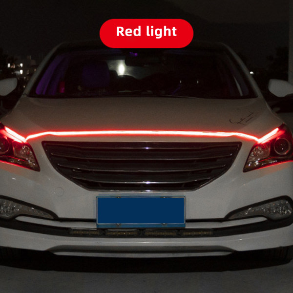 Scan Start LED Bil Motorhuv Ljusremsa Auto Motorhuv Guide Dekorativ Ambient Lampa Bilkörljus 1,5m röd 3 Forks Set
