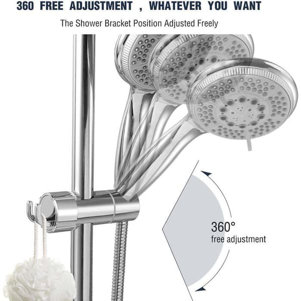 Dusjhodeholder, ingen boring nødvendig, justerbar diameter 18-25 mm, dusjhodeholder med krok