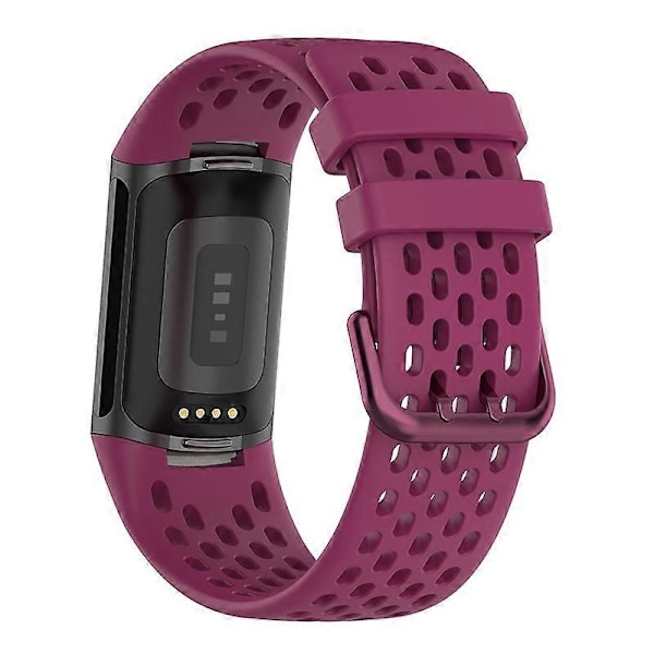Blød silikone sportsudskiftningsurrem med åndbare huller til Fitbit Charge 6/5 Multicolor Style H