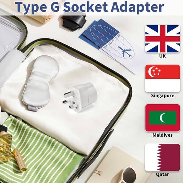 3-delt UK-pluggadaptersett, Frankrike til UK reiseadapter, Type G-adapter, UK til Frankrike pluggadapter