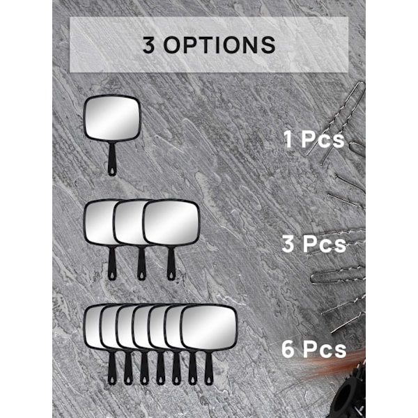 Käsikäyttöinen peili, kokonaan musta käsikäyttöinen peili kahvalla, 7,4\" L x 9,3\" K