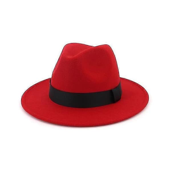 Vintage Ull Bredbrättad Fedora Hatt för Höst och Vinter C