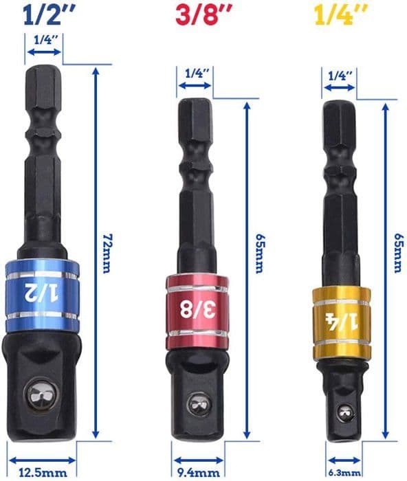 1/4\" 3/8\" 1/2\" Hylshållaradapter för slagskruvdragare