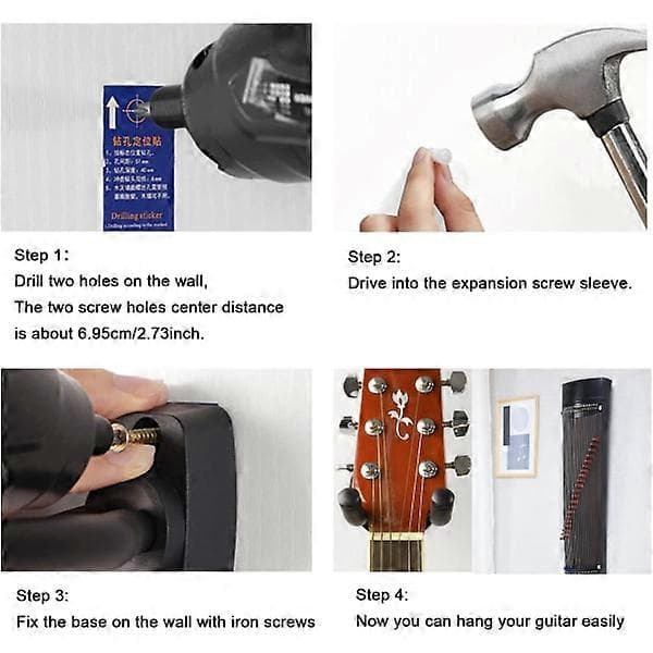 2-pack Gitarrhållare Väggfäste Gitarrhängare, Gitarr Väggmonterad för Elgitarr, Klassisk Akustisk Gitarr, Bas