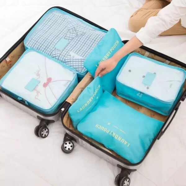 Taskesæt til kuffert 6-pack Travel Organizer Sæt Grå grå