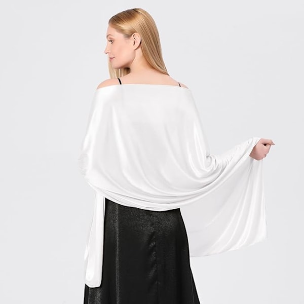 Elegant Satin Sjal til Kvinder - Fest Sjal Stort Sjal Stola Kvinders Sjal til Kjoler Skinnende Fest Sjal til Ceremoni, Bryllup Negro