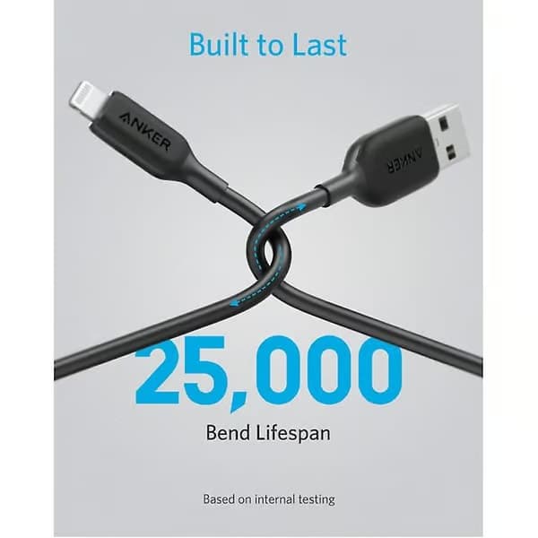ANKER Powerline 3 Laddningskabel för iPhone Lightning - 2.4A Datakabel 90cm Laddkabel Svart