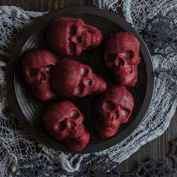 Halloween Hodeskalle Bakeform Enkel å Bruke og Rengjøre 3D Hodeskalleformet Kake Muffinform for Baking