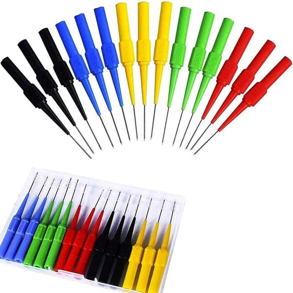 15 stk. boretestprober, testprober, med bananplugg, isolert 4 mm multimeter testprobe
