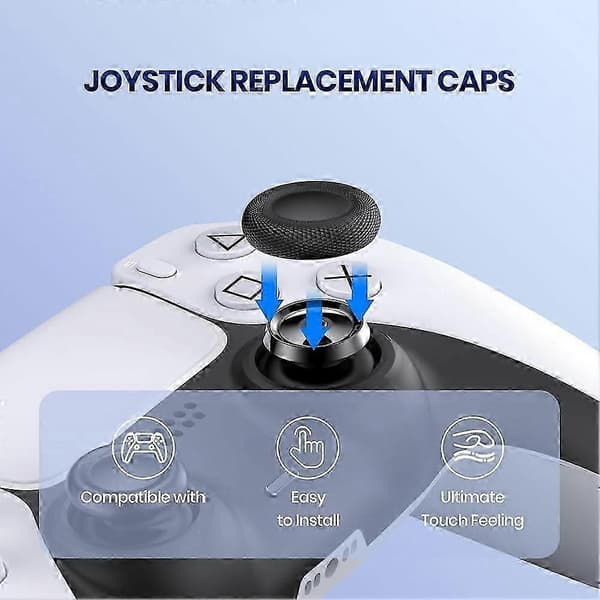 10 stk. Thumbstick-hætter til PS5 DualSense-controller, 3D analoge joystick-greb, gamingtilbehør – kompatibel med PlayStation 5-controllere