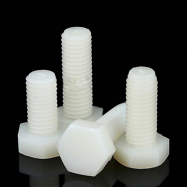 Jinzhaolai Vit Nylon Sexkantskruv Metrisk Gängad Sexkantsskruv Plastisolerad Bult M3 M4 M M10x80mm  5PCS