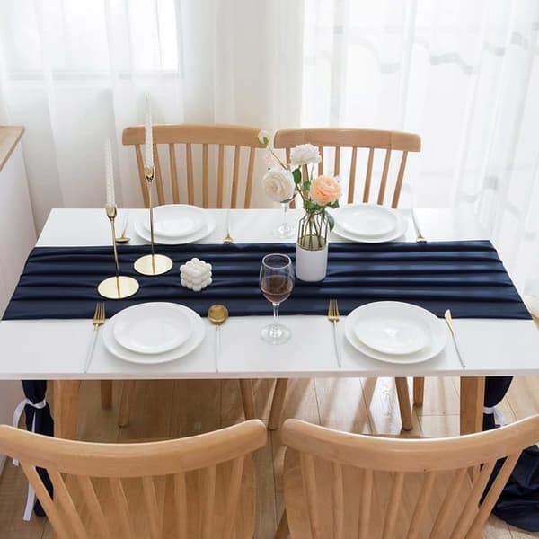 Chiffong bordløper - Borddekorasjon til bryllup, konfirmasjoner, dåp - Marineblå (3 m)