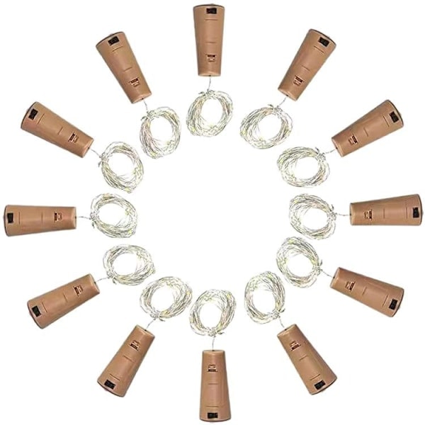 12 Flaskeholdere med Lys, Vinkorklys, 2 Meter 20 Lys, Knapbatteridrevne LED Lys, Juledekoration red