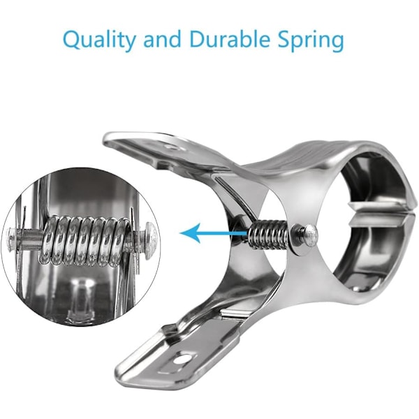 12 kpl 12 cm suuria ruostumattomasta teräksestä valmistettuja aurinkotuolipyyheklipsuja, rantapyyheklipsuja, pyyheklipsuja aurinkotuoleille, aurinkotuoleille, uima-altaiden tuoleille, pesulaan Sliver 12cm- 6