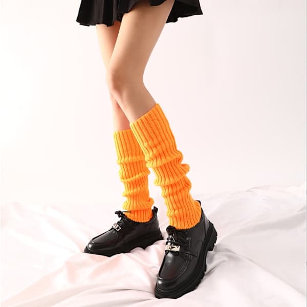 Dammode Benvärmare 80-tals Ribbstickade Benvärmare Orange