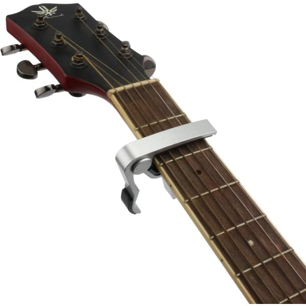 Quick Release Capo til guitar, Capotastos Capo til akustisk guitar, klassisk guitar, elektrisk guitar, ukulele, bas, banjo (sølv)